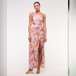 Abercrombie & Fitch One Shoulder Floral Dress - Pink and White